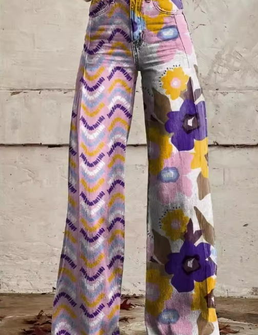 Isadora - Boho květinové kalhoty