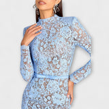 Freya - Elegantní midi šaty z květinové krajky