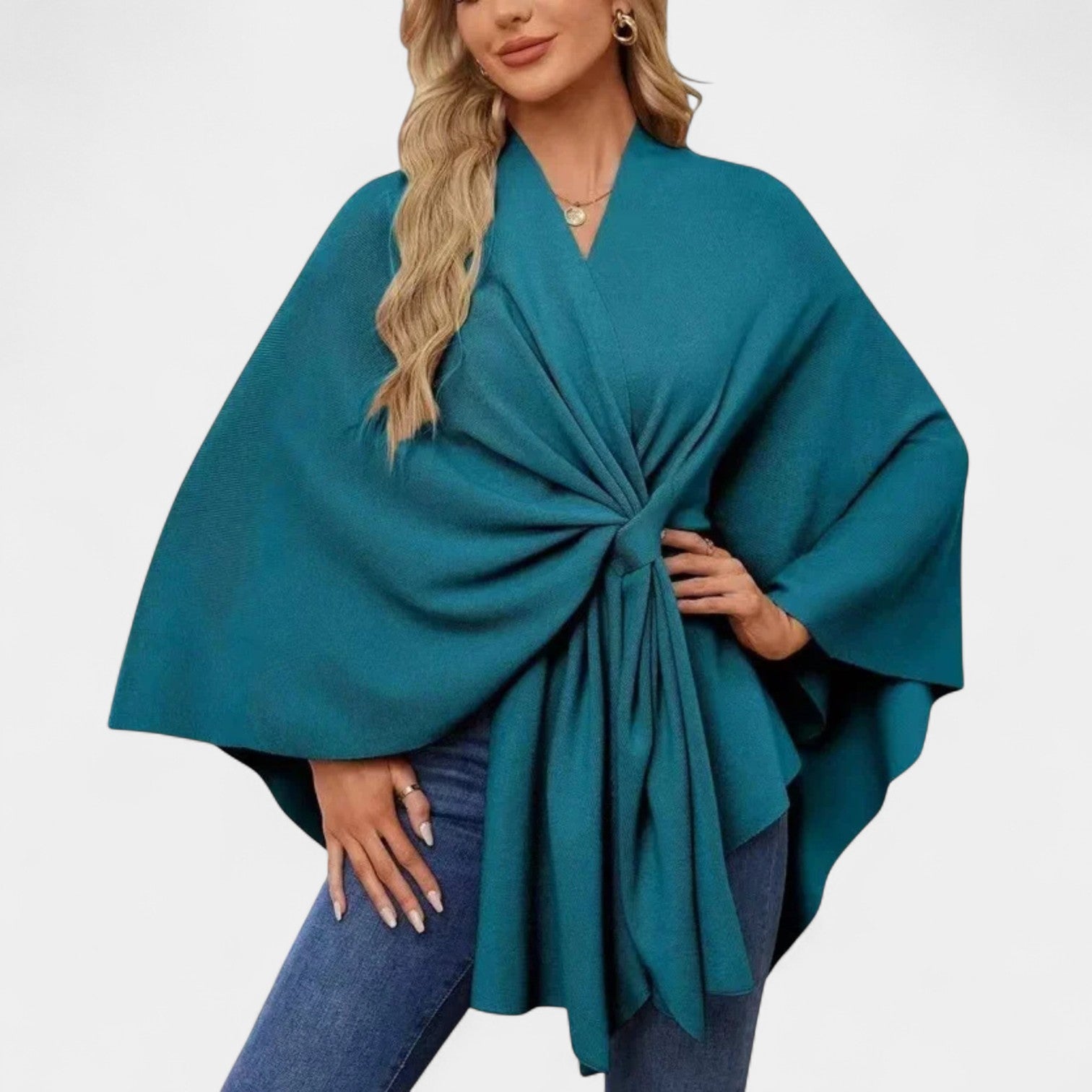 Daniela – Elegantní splývavé pončo s uzlem