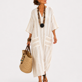 Kaftan Karolína Bílý Pruhovaný