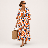 Kaftan Dominika Oranžový Geometrický