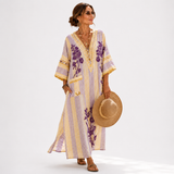Kaftan Markéta Fialový Květinový