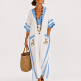 Kaftan Anežka modrými pruhy
