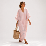 Kaftan Aneta Růžový Pruhovaný
