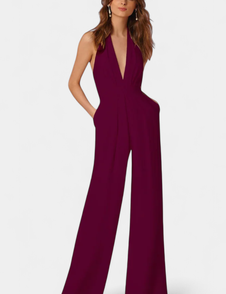 Lila Mono s Širokými Nohavicemi a Lehkým Elegantním Stylem